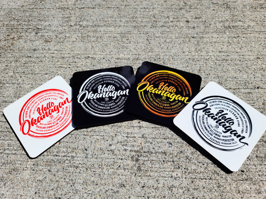 Hello Okanagan 3.75" Square Table Coasters