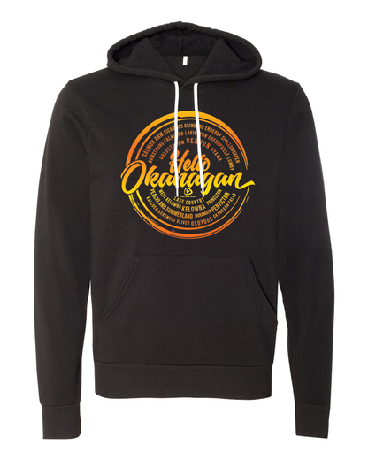 Hello Okanagan Towns Sunset Black Hoodie