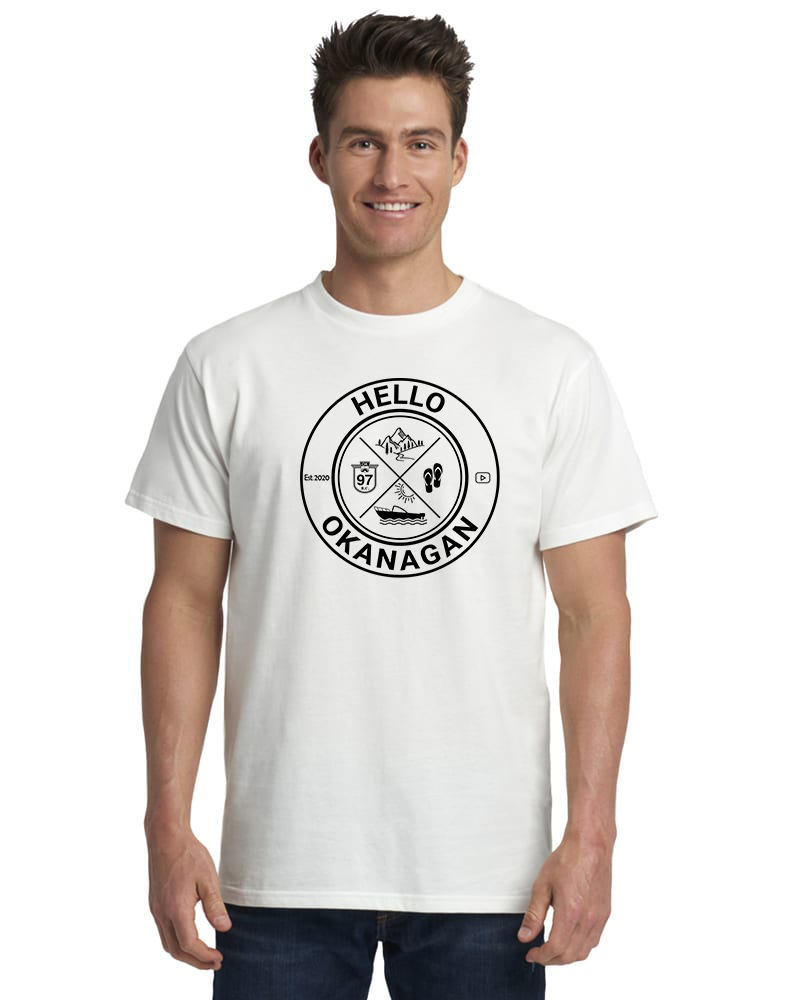 Hello Okanagan Adventure Unisex White T-shirt