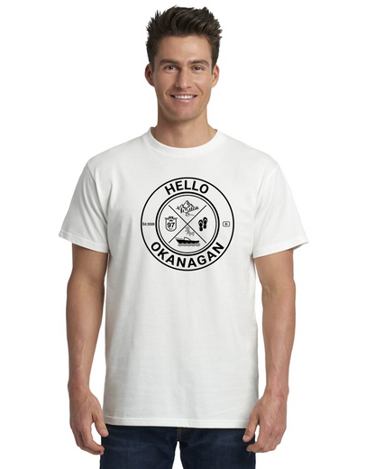 Hello Okanagan Adventure Unisex White T-shirt